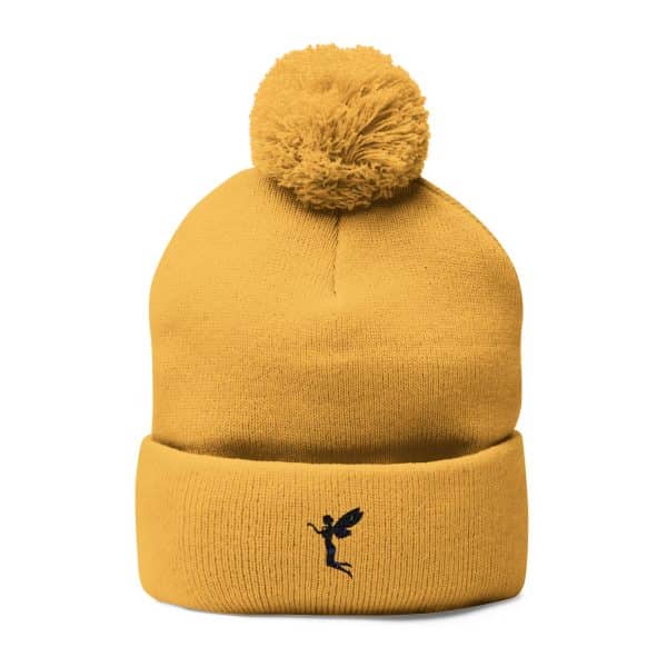 Celestial Fairy Cozy Pom-Pom Knit Cap with Embroidered Design - Image 5
