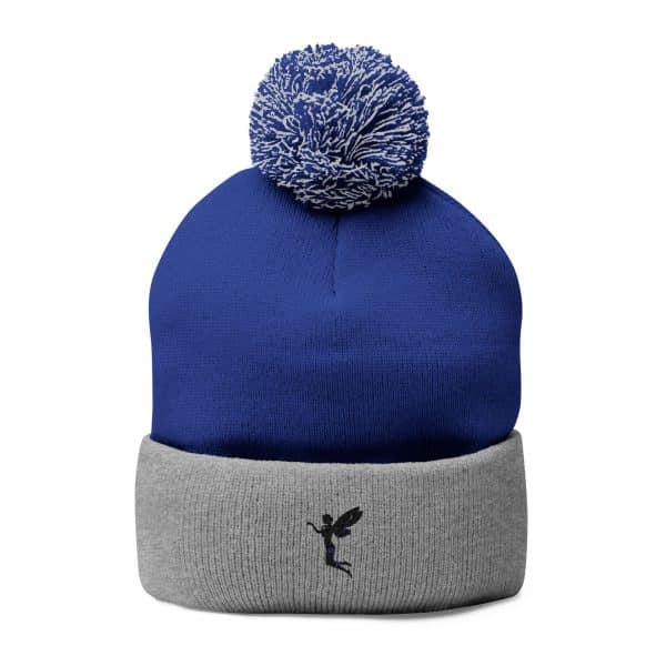 Celestial Fairy Cozy Pom-Pom Knit Cap with Embroidered Design - Image 3