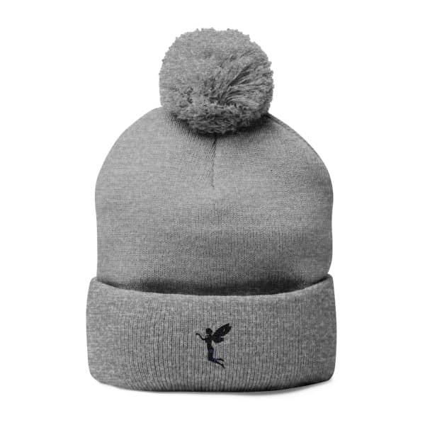 Celestial Fairy Cozy Pom-Pom Knit Cap with Embroidered Design
