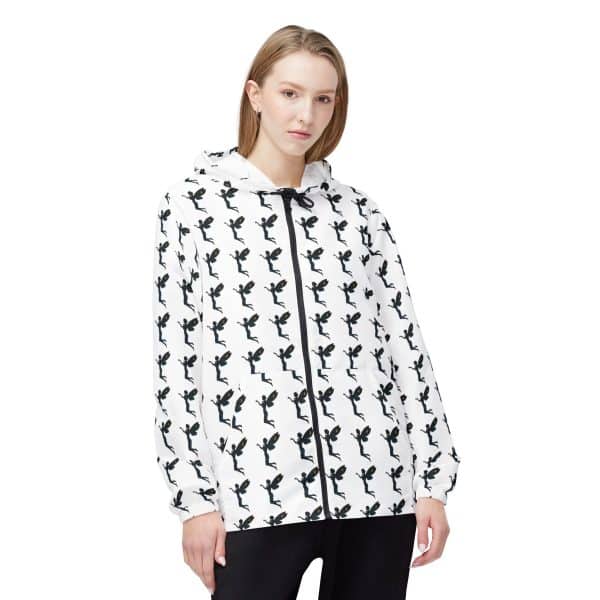 Celestial Fairy Stylish Black and White Windbreaker Jacket for Active Lifestyles - Image 3