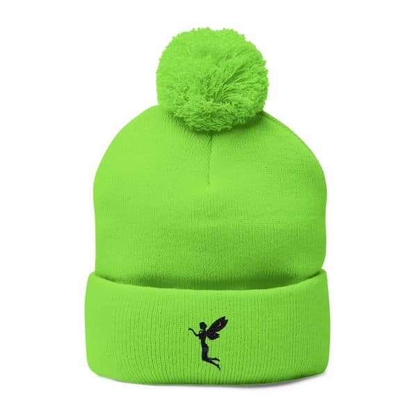 Celestial Fairy Cozy Pom-Pom Knit Cap with Embroidered Design - Image 17