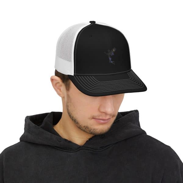 Celestial Fairy Stylish Black & White Snapback Trucker Cap with Embroidery - Image 3