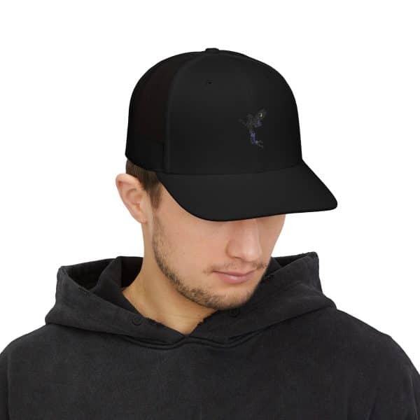 Celestial Fairy Stylish Black & White Snapback Trucker Cap with Embroidery - Image 15