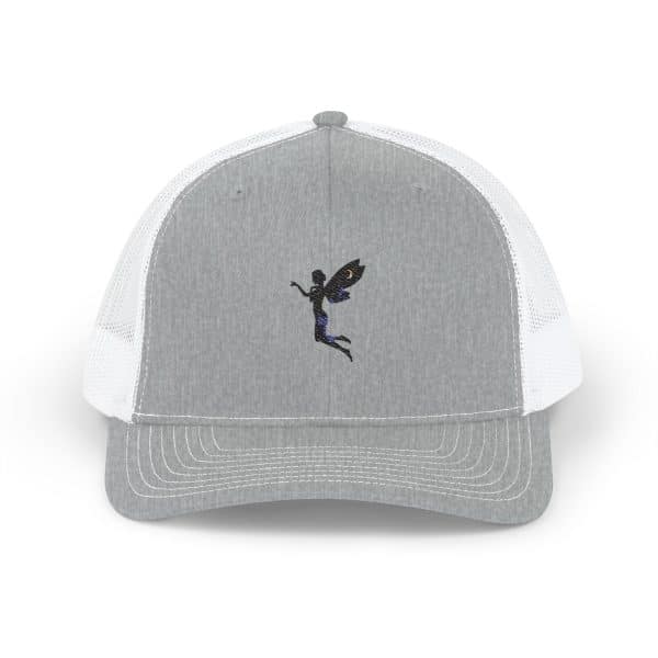 Celestial Fairy Stylish Black & White Snapback Trucker Cap with Embroidery - Image 5