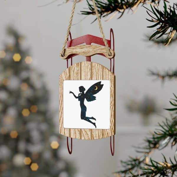 Whimsical Sled Ornament with Fairy Design - Holiday Decor for Winter Celebrations - Image 7