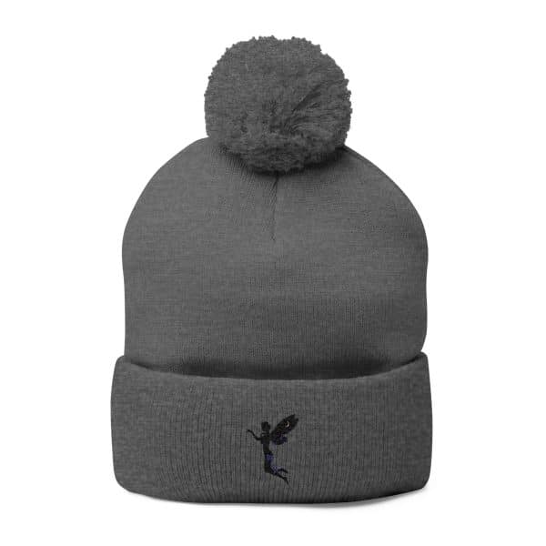 Celestial Fairy Cozy Pom-Pom Knit Cap with Embroidered Design - Image 11