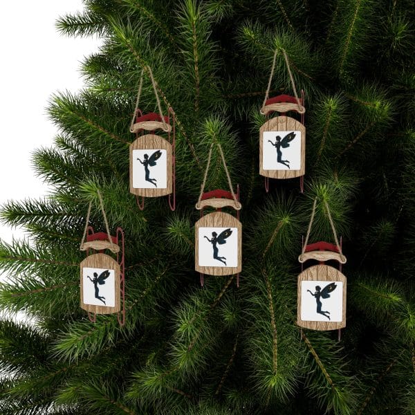 Whimsical Sled Ornament with Fairy Design - Holiday Decor for Winter Celebrations - Image 6