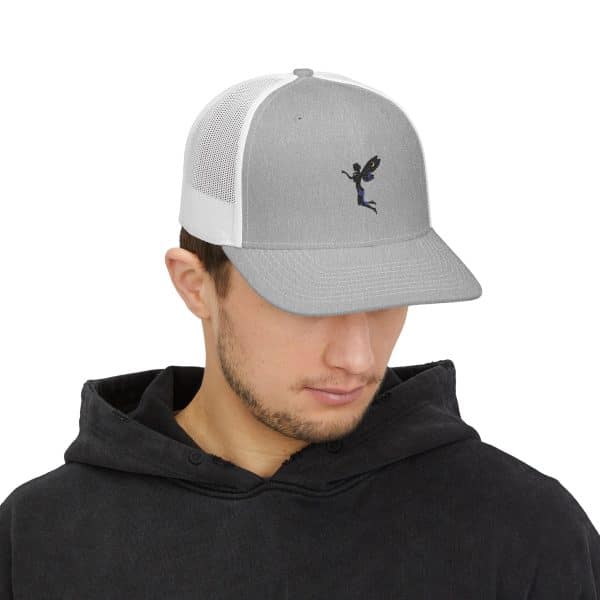 Celestial Fairy Stylish Black & White Snapback Trucker Cap with Embroidery - Image 7
