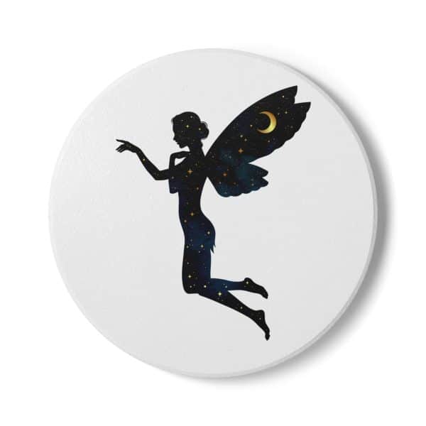 Starry Night Fairy Ceramic Coaster - Magical Home Decor