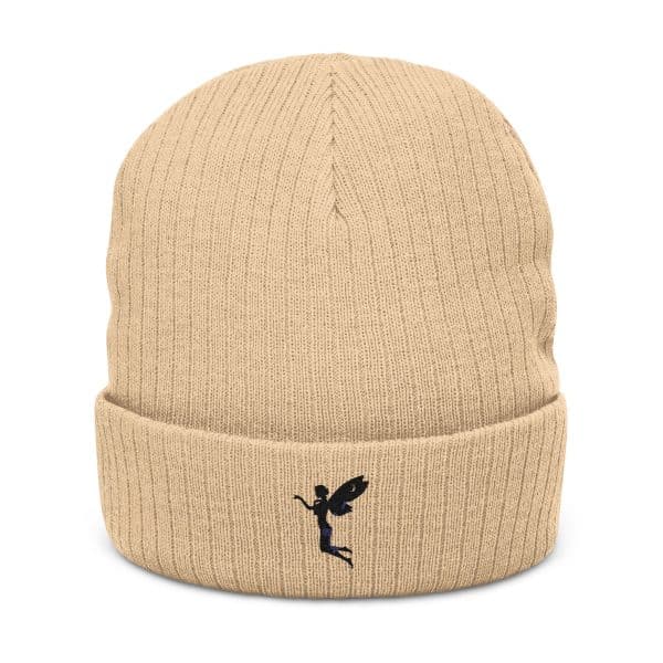 Celestial Fairy Cozy Ribbed Knit Beanie with Embroidery - Perfect for Winter and Outdoor Adventures - Image 3