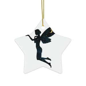 Fairy Silhouette Ceramic Ornament - Enchanting Star Shape for Holiday Decor