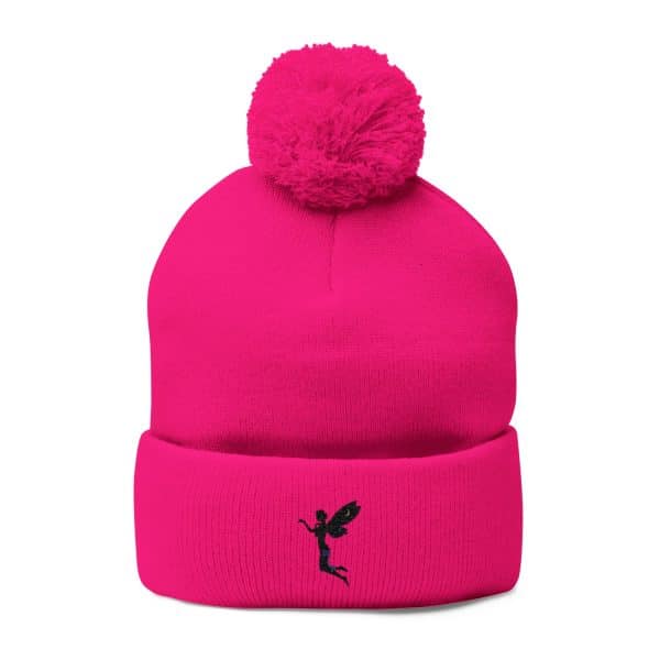 Celestial Fairy Cozy Pom-Pom Knit Cap with Embroidered Design - Image 21