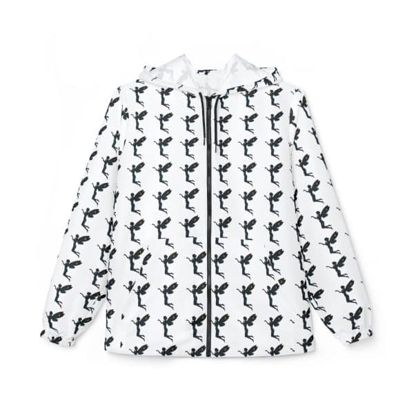 Celestial Fairy Stylish Black and White Windbreaker Jacket for Active Lifestyles